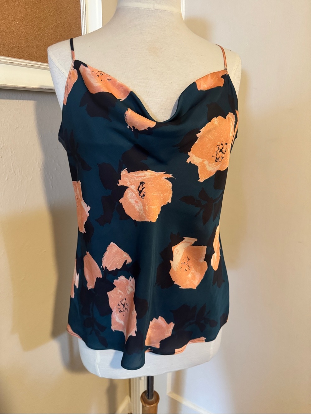 PAIGE Floral Satin Cowl Neck Cami Top